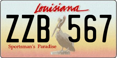 LA license plate ZZB567