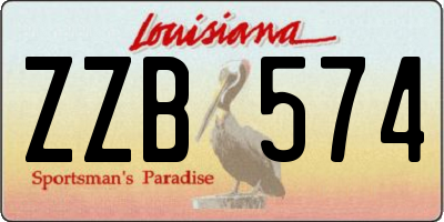 LA license plate ZZB574