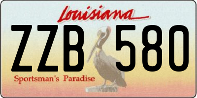 LA license plate ZZB580