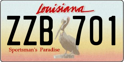 LA license plate ZZB701