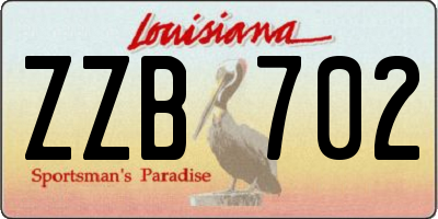 LA license plate ZZB702