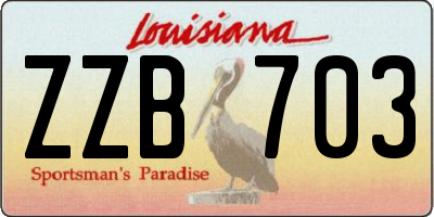 LA license plate ZZB703