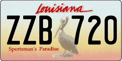 LA license plate ZZB720