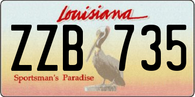 LA license plate ZZB735