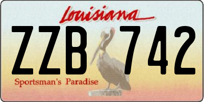 LA license plate ZZB742