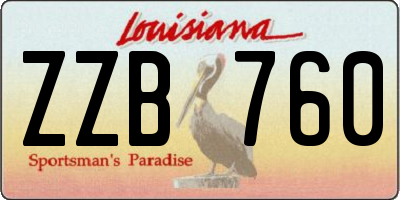 LA license plate ZZB760