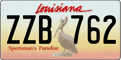 LA license plate ZZB762