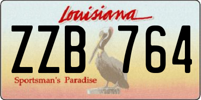 LA license plate ZZB764