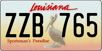 LA license plate ZZB765