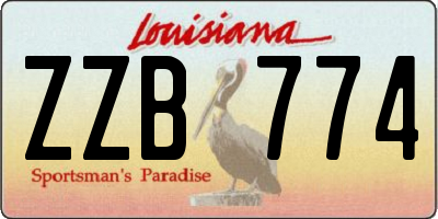 LA license plate ZZB774