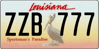 LA license plate ZZB777