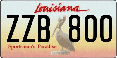 LA license plate ZZB800