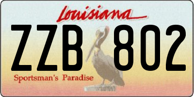 LA license plate ZZB802