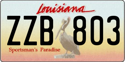 LA license plate ZZB803