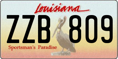 LA license plate ZZB809