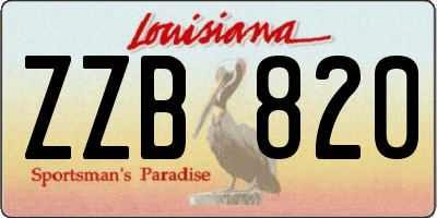 LA license plate ZZB820