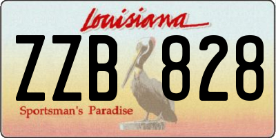 LA license plate ZZB828