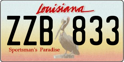 LA license plate ZZB833