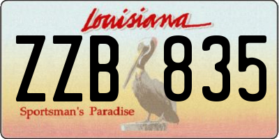 LA license plate ZZB835