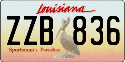 LA license plate ZZB836