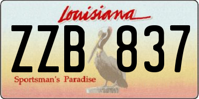 LA license plate ZZB837