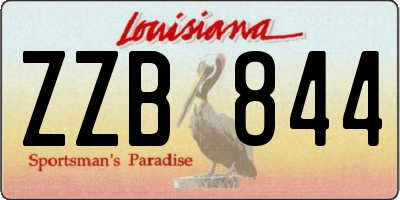 LA license plate ZZB844