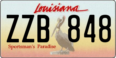 LA license plate ZZB848