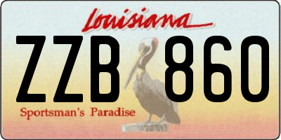 LA license plate ZZB860