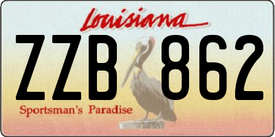 LA license plate ZZB862