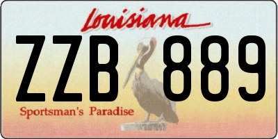 LA license plate ZZB889