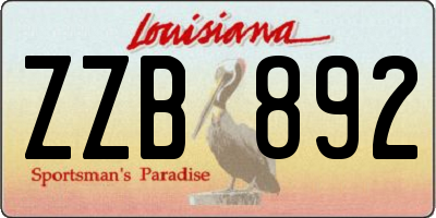 LA license plate ZZB892