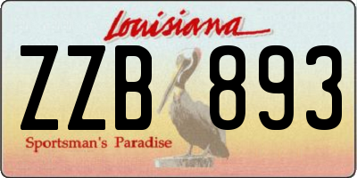 LA license plate ZZB893