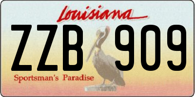 LA license plate ZZB909