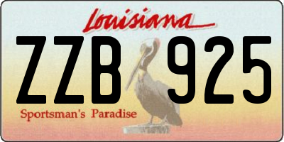 LA license plate ZZB925