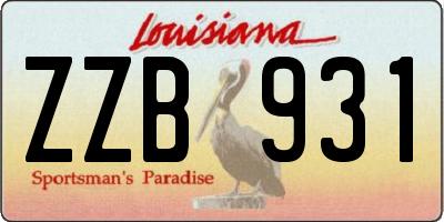 LA license plate ZZB931