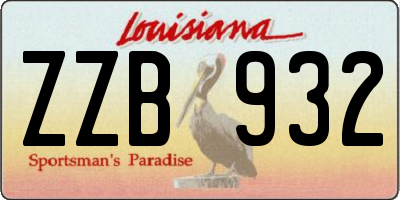 LA license plate ZZB932