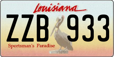 LA license plate ZZB933