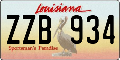 LA license plate ZZB934