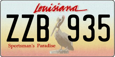 LA license plate ZZB935