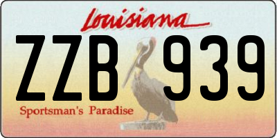 LA license plate ZZB939