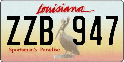 LA license plate ZZB947