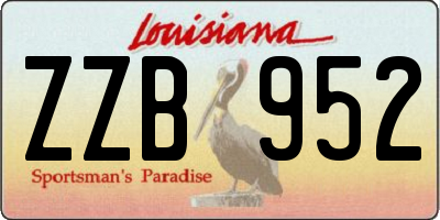 LA license plate ZZB952