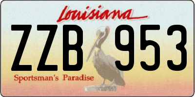 LA license plate ZZB953