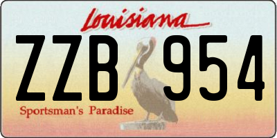 LA license plate ZZB954