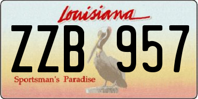 LA license plate ZZB957