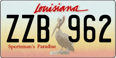 LA license plate ZZB962