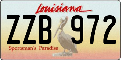 LA license plate ZZB972