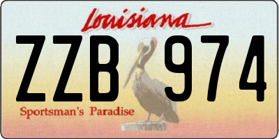 LA license plate ZZB974