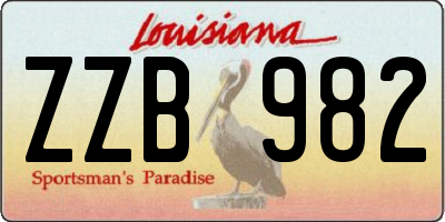 LA license plate ZZB982