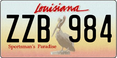 LA license plate ZZB984